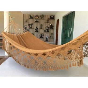 Imagem de Rede de Descanso Dormir Casal Bucho de Boi Luxo Grande 4,5 Metros Reforçada (Caramelo)