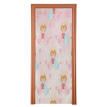 Imagem de ATTX Capa para porta da frente da Loving Angels - Decoração de férias de tecido elástico lavável para festas, casa, decoração de porta da frente, 834 x 98 polegadas (834)