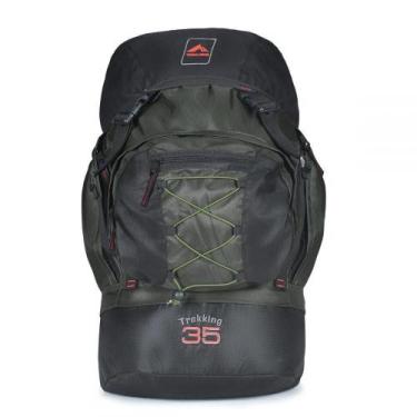 Imagem de 0035 - Mochila Trekking 35 - Verde Com Preto - Trilhas &Amp; Rumos