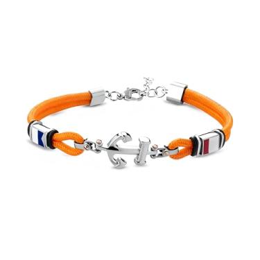 Imagem de Zordixon - Pulseira para homem, corda de cor laranja com âncora de aço inoxidável, estilo marinho casual