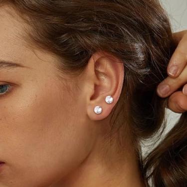 Imagem de Brincos de aço cirúrgico 316L de zircônia cúbica com parafuso nas costas para mulheres e homens, conjunto de brincos de cartilagem para vários piercings, 5MM, Aço inoxidável, Sem pedra preciosa