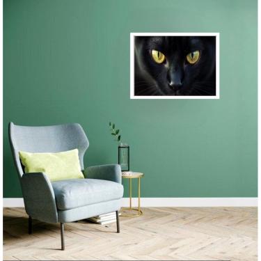 Imagem de Quadro Decorativo Gato Preto Olhos - 50X70Cm