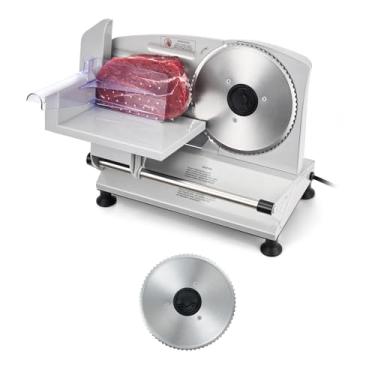 Imagem de VEVOR Fatiador elétrico de 150 W com lâmina de 17 cm, fatiador de carne com espessura ajustável de 0 a 15 mm, para carne congelada, presunto, Prime, bife