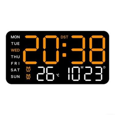 Imagem de Relógio de Parede Digital LED com Controle Temperatura Ativação por Voz Alarme Exibição Data Semana Ajuste Brilho para D