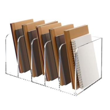 Imagem de Vankcp 1 suporte de arquivo de revista de acrílico transparente, 5 compartimentos verticais organizador de documentos para escritório, casa, organizador de livros para livros Encelop e revistas