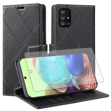 Imagem de Asuwish Capa de telefone para Samsung Galaxy A71 5G capa carteira com protetor de tela de vidro temperado PU couro sintético flip porta-cartão de crédito slot suporte robusto Folio Cell A 71 G5 71A