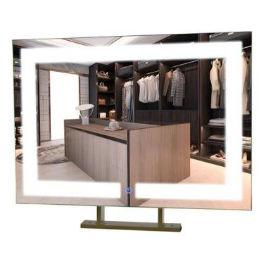 Imagem de Espelho Retangular 50x70 Iluminado Led 3 Cores Bancada Duplo - Ornato 