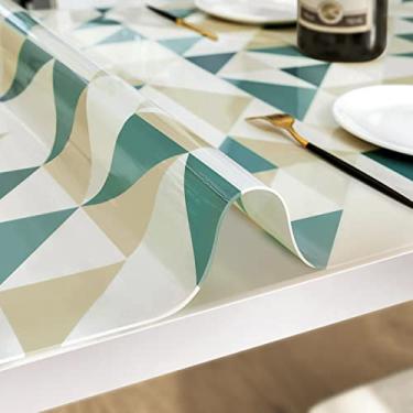 Imagem de U5GAAALPPQ9 Tapete de mesa transparente, capa de mesa grossa, elegante, toalha de mesa para 2, 4, 6 pessoas, multiuso (cor 18 80 x 130 cm)