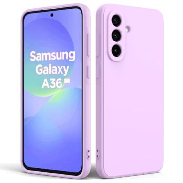 Imagem de Capa de telefone de cor sólida para Samsung Galaxy A36 5G, capa ultrafina de TPU à prova de choque, capa de telefone macia resistente a quedas, roxa