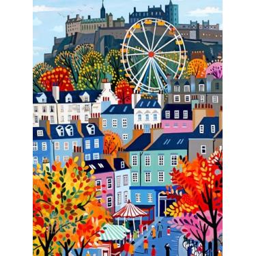 Imagem de Cross & Glory – Castelo e Carrossel – Quebra-cabeça de 1000 peças para adultos | Quebra-cabeça colorido de arte popular de Edimburgo | Arte brilhante da cidade escocesa | Quebra-cabeça de corte de