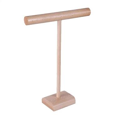 Imagem de KHUTRW3D Organizador de joias, suporte de colar, suporte de exibição organizador de colar, suporte de exibição de joias com barra em T de madeira, suporte de acessórios para venda de joias (pequeno)