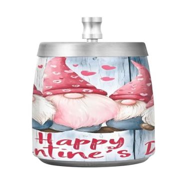 Imagem de STAYTOP Cinzeiro de gnomo fofo com tampa para Dia dos Namorados, aço inoxidável à prova de vento, sem fumaça, cinzeiro grande para uso ao ar livre para decoração de escritório em casa