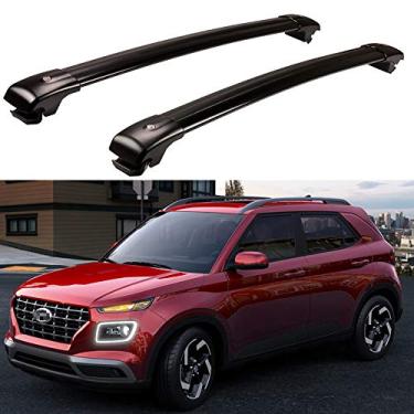 Imagem de YiXi-Partswell 2 peças de rack de tejadilho barras transversais bagageiro trava adequado para Hyundai Venue 2020 - preto