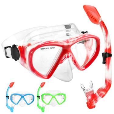 Imagem de Set de Snorkel ACQCES para Niños con Top Seco, 5-15 Años, Rojo