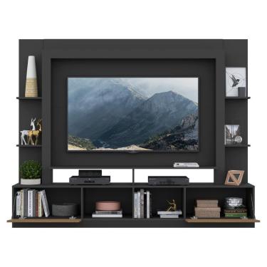 Imagem de Rack com Painel Suporte Tv 65´´ com Espelho Preto/Madeirado