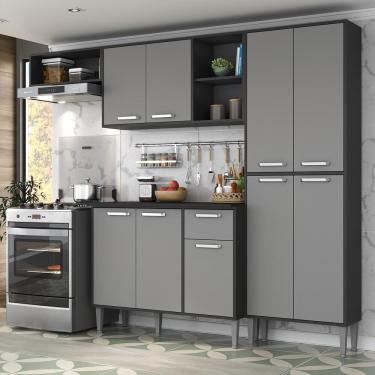 Imagem de Cozinha Compacta Xangai 9 Portas Multimóveis Preta/Grafite