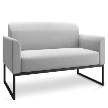 Imagem de Poltrona Namoradeira 2 Lugares Industrial Preta Cinza Claro