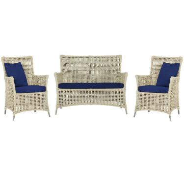 Imagem de Jogo Sofá E 2 Poltronas Igapó Alumínio Fendi E10 Trama Rami