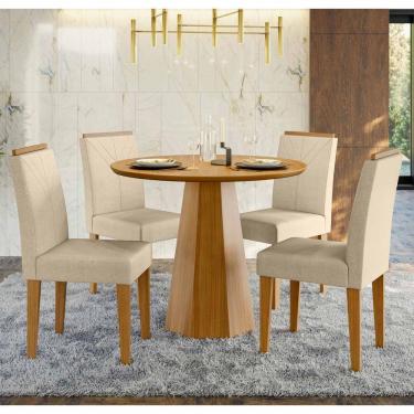 Imagem de Conjunto Sala De Jantar Mesa Isis 1,00m Tampo Em Mdf Com 4 Cadeiras Amanda Ypê/ln04 - New Ceval 