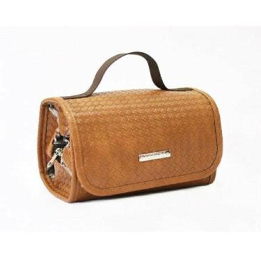 Imagem de Necessaire Em Tressê Com Divisórias Feminina Viccina, Camel tressê