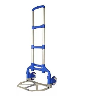 Imagem de Carrinho De Mão Dobrável Retratil Estoque + Corda 75kg Azul