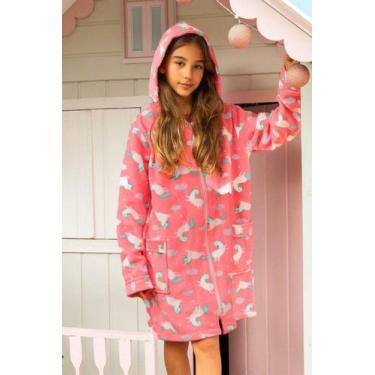 Imagem de Roupão Infantil Soft Zíper - Sogni Belli, 4, Estampa unicórnio