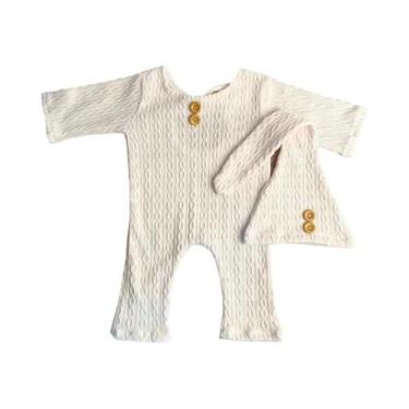 Imagem de Conjunto De Roupa De Tricô Para Bebê Recém-Nascido: Macacão E Gorro Co