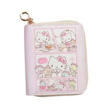 Imagem de Carteira de Moedas Kawaii Sanrio Hello Kitty, Bolsa de Couro PU Dobráv