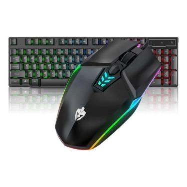 Imagem de Kit Gamer: Teclado Semi Mecânico Rgb + Mouse 3200Dpi