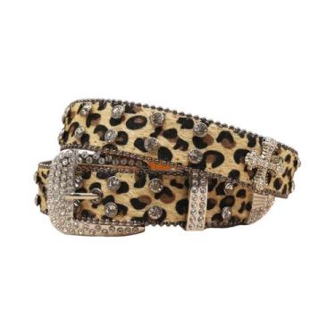 Imagem de Cinto De Strass Com Estampa De Leopardo 3.3cm Brilhante Com Diamantes 