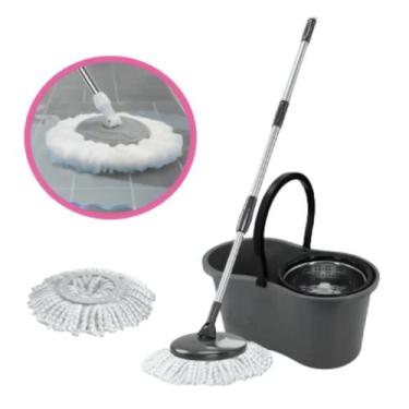 Imagem de Mop Giratorio Balde 9 Litros Com Cesto Inox Cor Preto - magalu