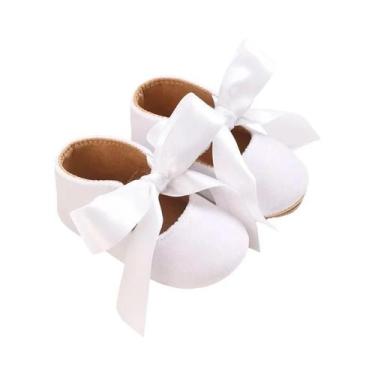 Imagem de Sapatos De Batismo Para Meninas Recém-Nascidas, Brancos, Com Solado De