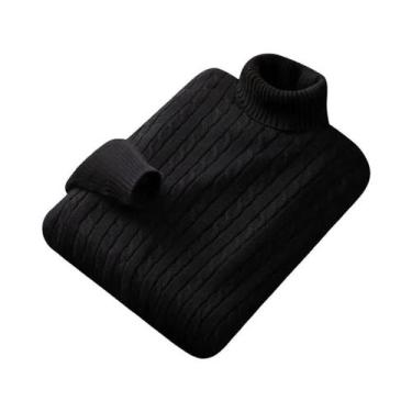 Imagem de Suéter Masculino De Tricô Gola Alta Leve E Quente Para Outono/Inverno,