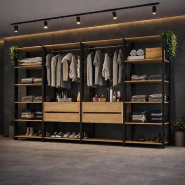 Imagem de Guarda-Roupa Closet Modulado Arizona 4 Gavetas 270cm Multimóveis MP478