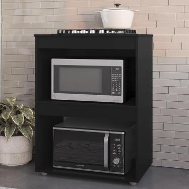Imagem de Balcão Para Cooktop E Forno Microondas 75cm Adriana Preto - Ajl Móveis