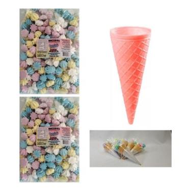 Imagem de Mini Suspiro Sortido E Casquinhas Rosa, Kit 30 Lembrancinha - INCOPAL