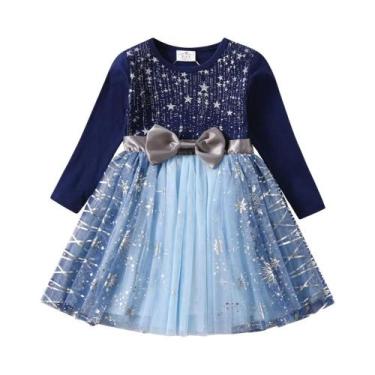 Imagem de Vestido De Princesa Com Lantejoulas Para Meninas, Vestido De Natal Azu