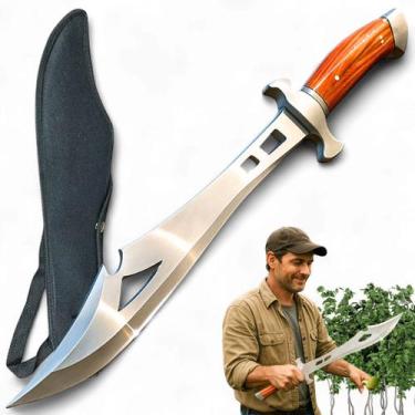 Imagem de Facão Grande 50cm em Aço Inox Cabo de Madeira Ideal Para Agricultura E