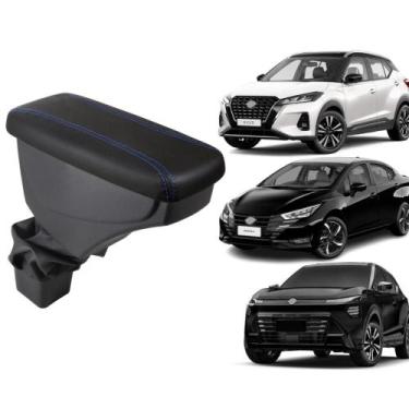 Imagem de Apoio De Braço Nissan Kicks Couro Preto Costura Azul - GPI Automotive,