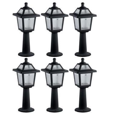 Imagem de 6 Balizadores de Jardim Pretos 45x18cm Luminárias de Chão Externas Ravena Dital Clássico