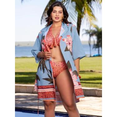 Imagem de Saída de Praia Plus Size, Camisão Estampado - Mania De Praia, 48