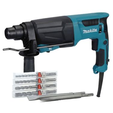 Imagem de Martelete Combinado com Conjunto de Brocas, Ponteiro e Talhadeira 26mm 800 Watts 110 Volts HR2670 MAKITA