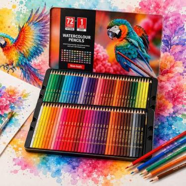 Imagem de Kit 12 24 36 72 Lápis Aquarela Profissional Com Estojo Completo Para D