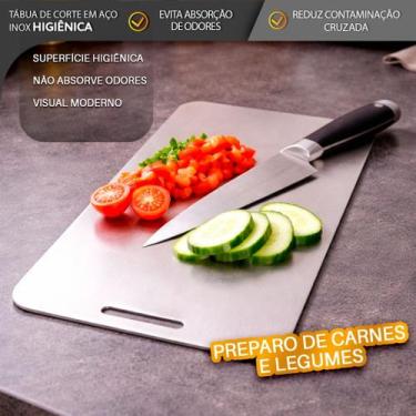 Imagem de Tábua de Corte Inox para Cozinha para Carne e Legumes - DOLCE HOME