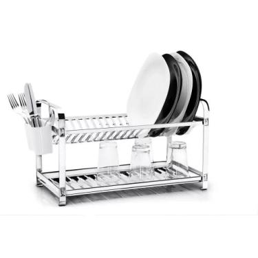 Imagem de Escorredor 20 Pratos Em Aço Inox E Porta Talheres - Mak Inox - Mak-ino