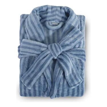 Imagem de Roupão Appel Plush Flannel Estampado Toque Macio Charme Cor:Listrado -