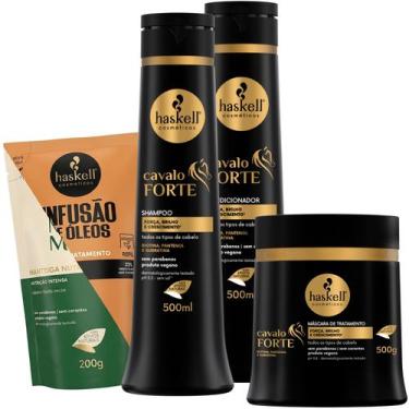 Imagem de Kit Cavalo Forte Sh Cond 500ml Máscara 500gr Haskell