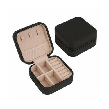 Imagem de Kit 3 Mini Porta Joias Preto material sintético com Ganchos - B2
