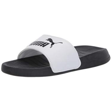 Imagem de PUMA Sandália masculina Popcat Slide, Branco/preto, 13 Little Kid