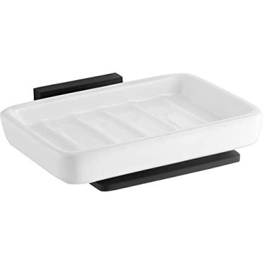 Imagem de Porta Sabonete Preto Saboneteira de Cerâmica Banheiro Parede Quadrada